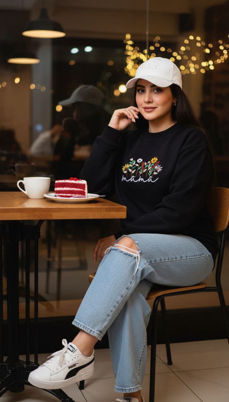 دورس زنانه یقه‌گرد گلدوزی طرح مزرعه فری سایز